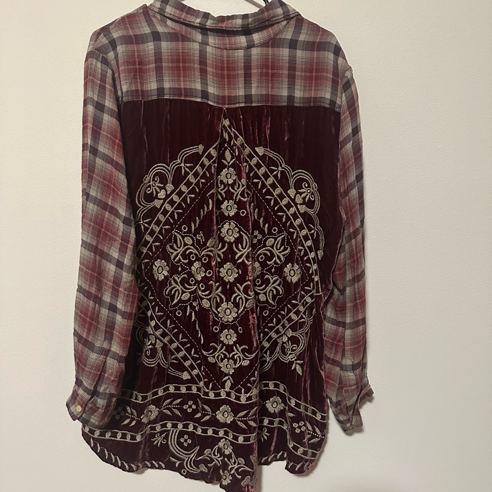 Johnny Was 3J Workshop Anderson Plaid button down fall grunge boho fits like a L - Picture 3 of 6